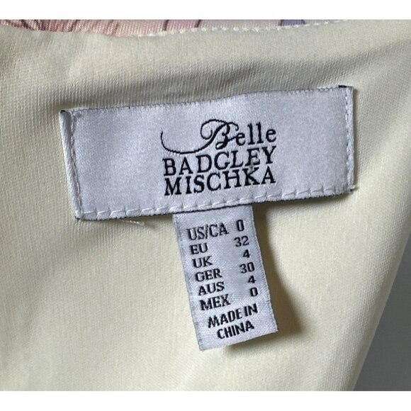 Belle Badgley Mischka Nori Off Shoulder Floral Scuba Dress, Lilac Multi, Size 0 - Picture 7 of 10